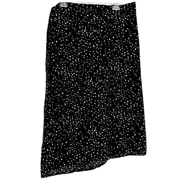 EILEEN FISHER Organic Cotton Polka Dot Faux-Wrap Skirt Black Women's XXS New - Picture 2 of 6